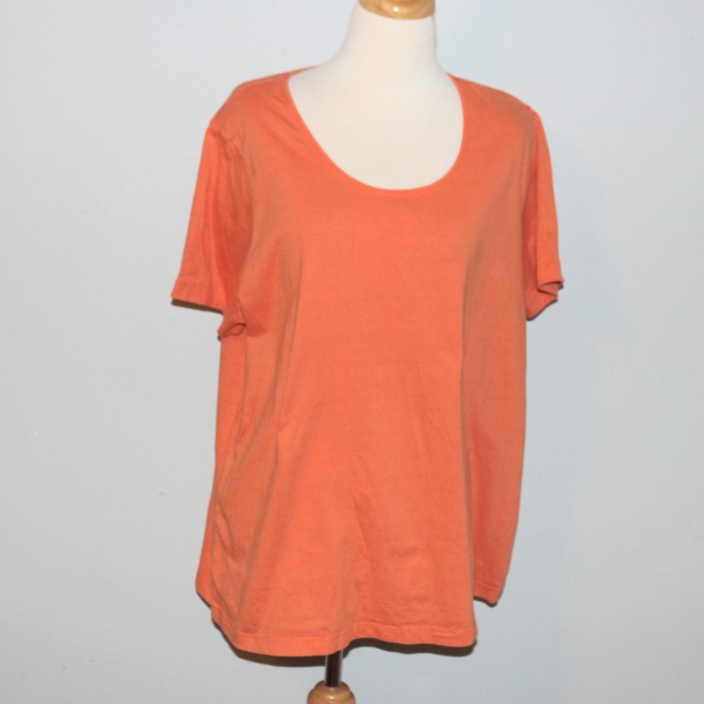Fresh Plus Size 2X Orange Short Sleeve Shirt Top